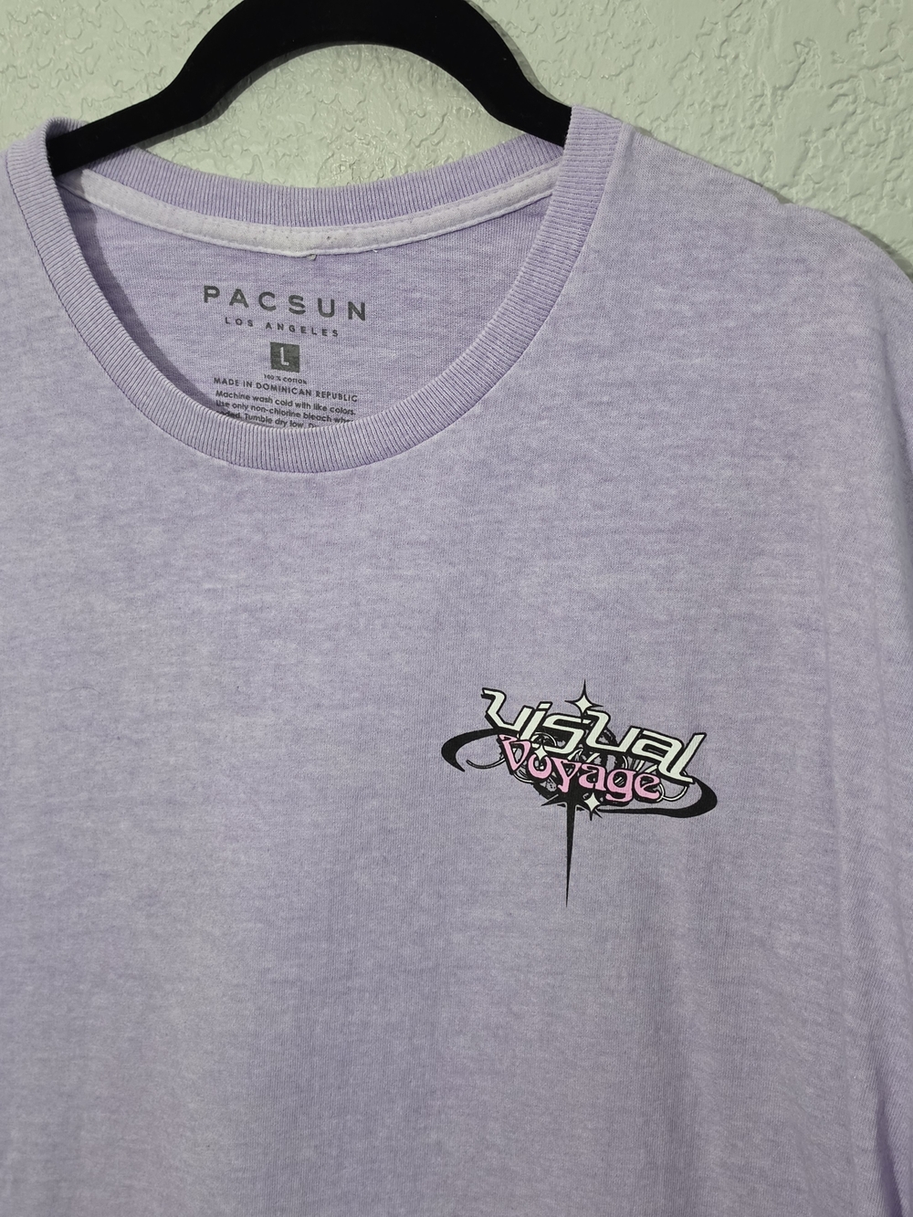 PacSun Visual Voyage Lavender Crewneck Graphic Tee 100% Cotton Mens Large - Picture 3 of 6